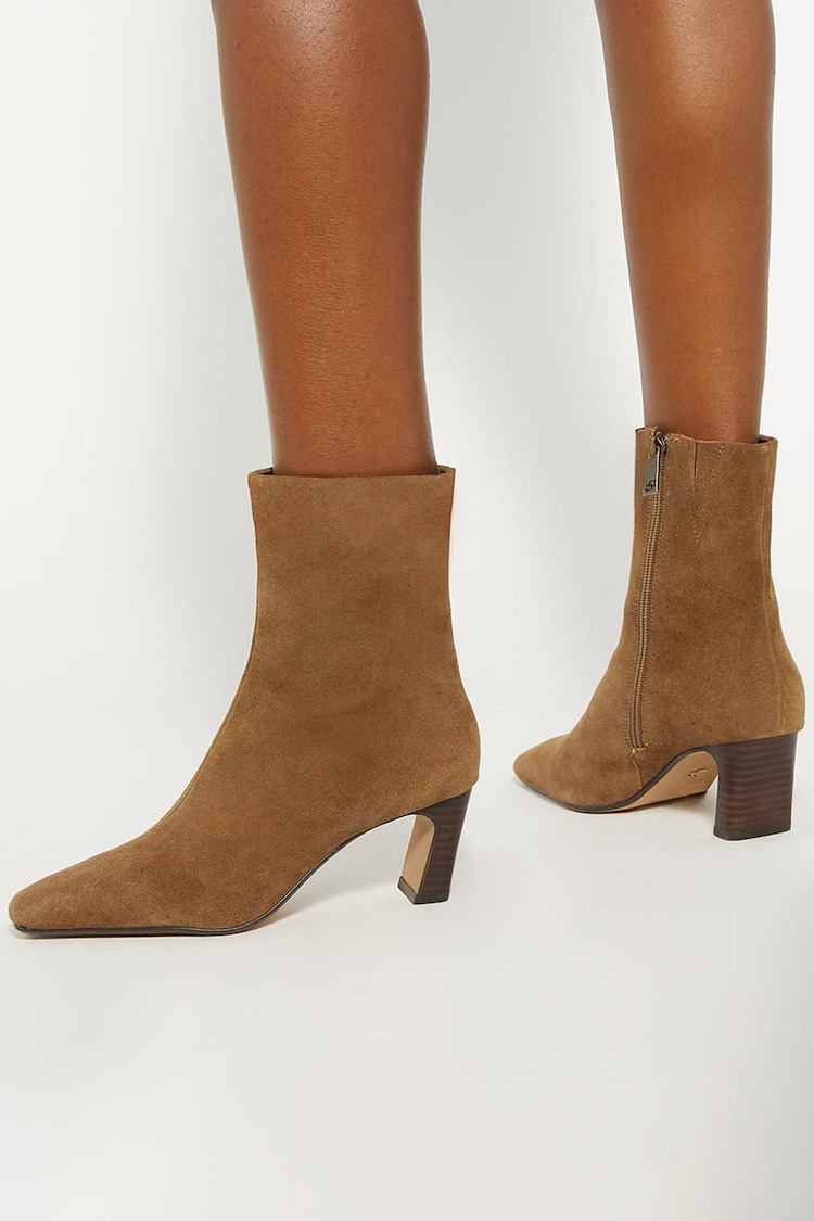 Dune London Brown Obriele Angled Heel Pull On Boots - Image 1 of 6