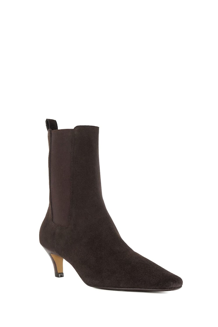 Dune London Brown Odele Angle Midi Heel Ankle Boots - Image 2 of 5