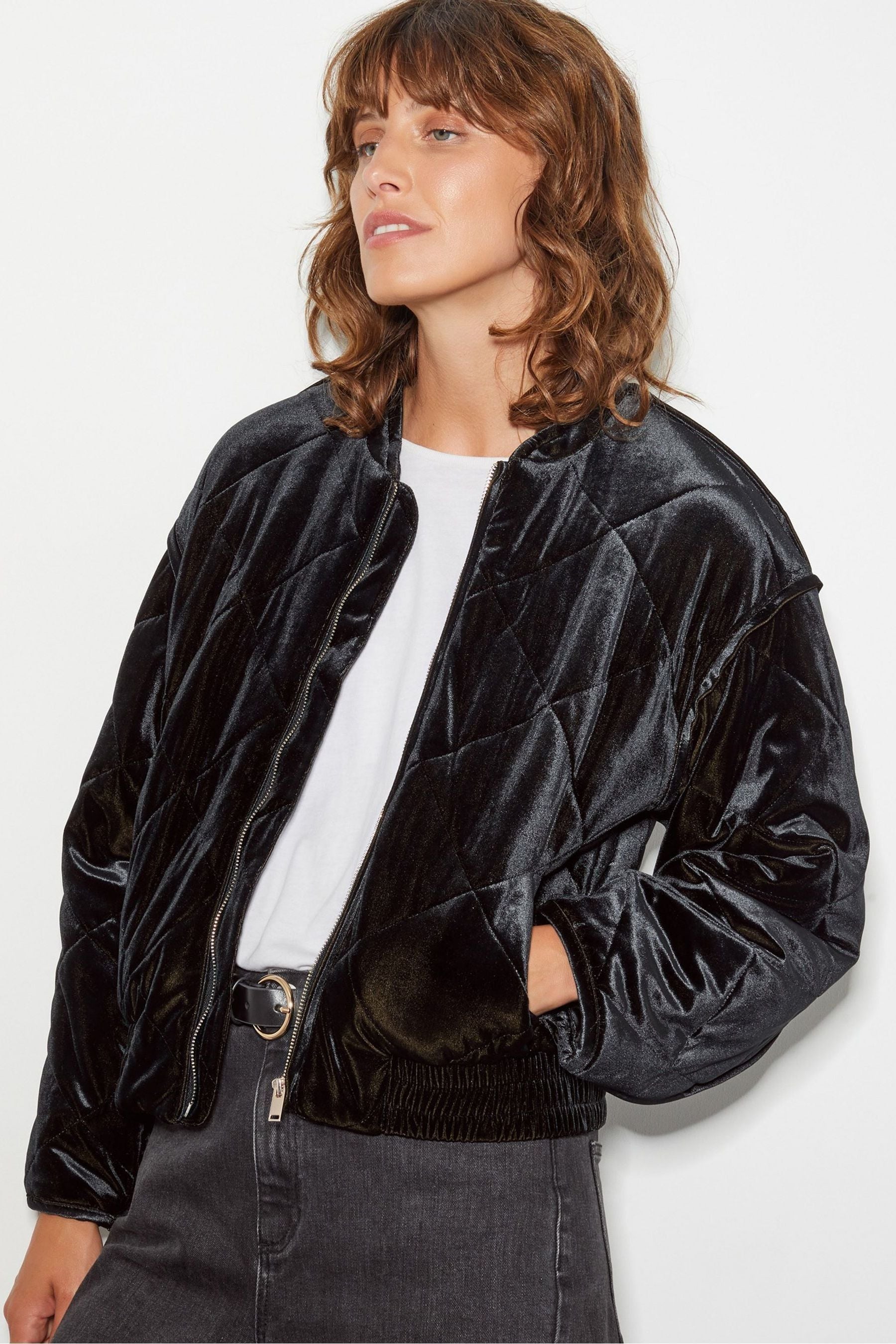 Women's velvet bomber jackets best sale