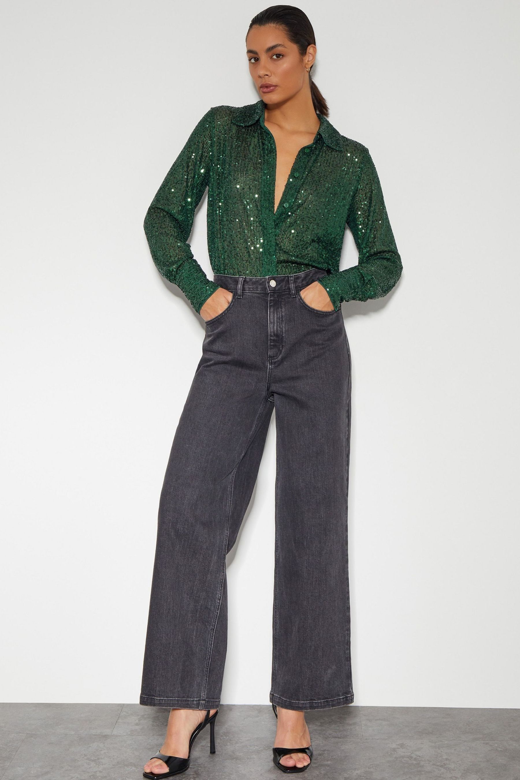 Buy Monsoon Green Shonda Sheer Sequin Shirt from Next Luxembourg