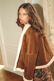 Monsoon Natural Jojo Reversible Faux Shearling Jacket - Image 4 of 9