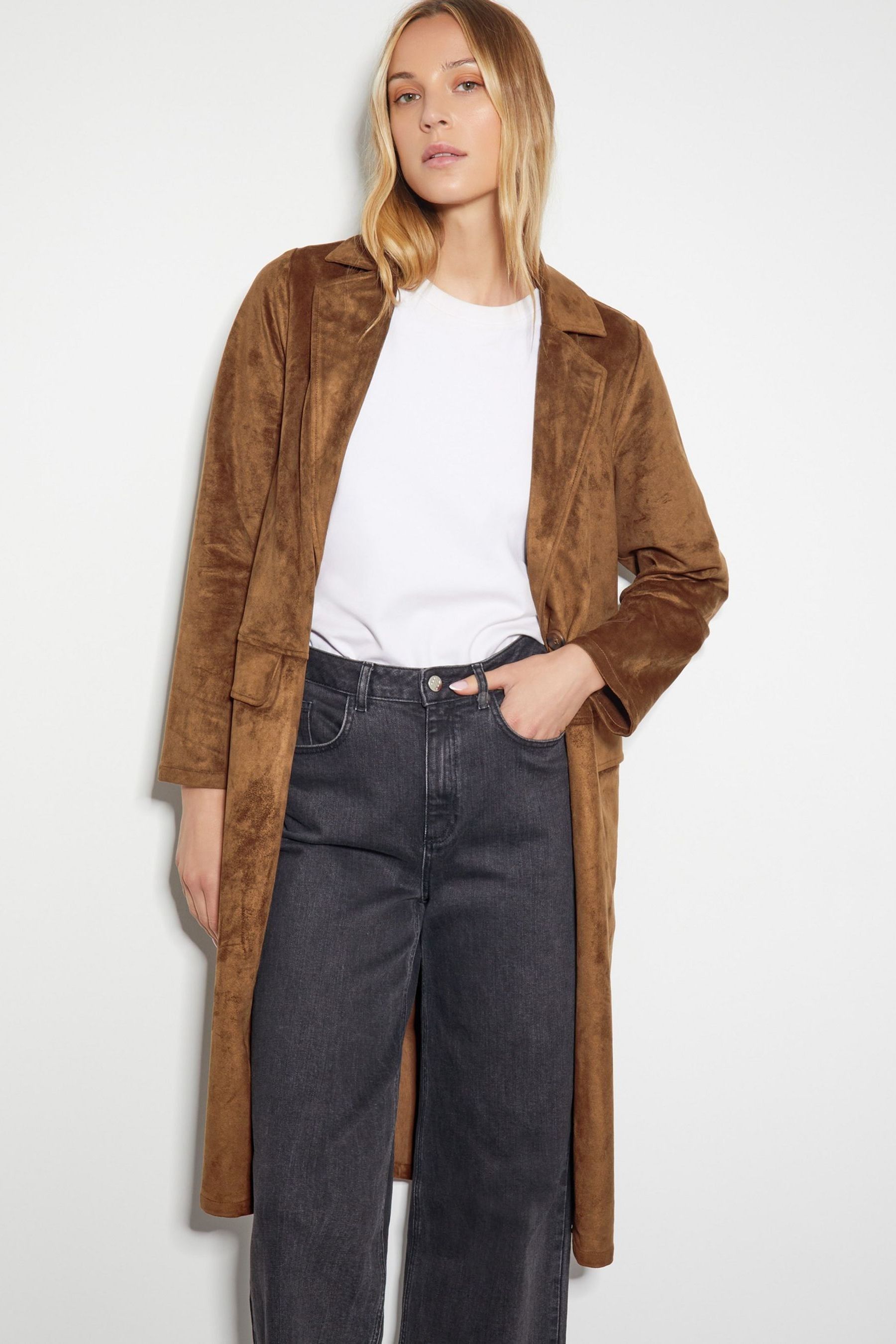 Buy Monsoon Brown Tove Suedette Trench Coat from Next Luxembourg