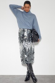 Monsoon Silver Sia Sequin Midi Skirt - Image 5 of 5