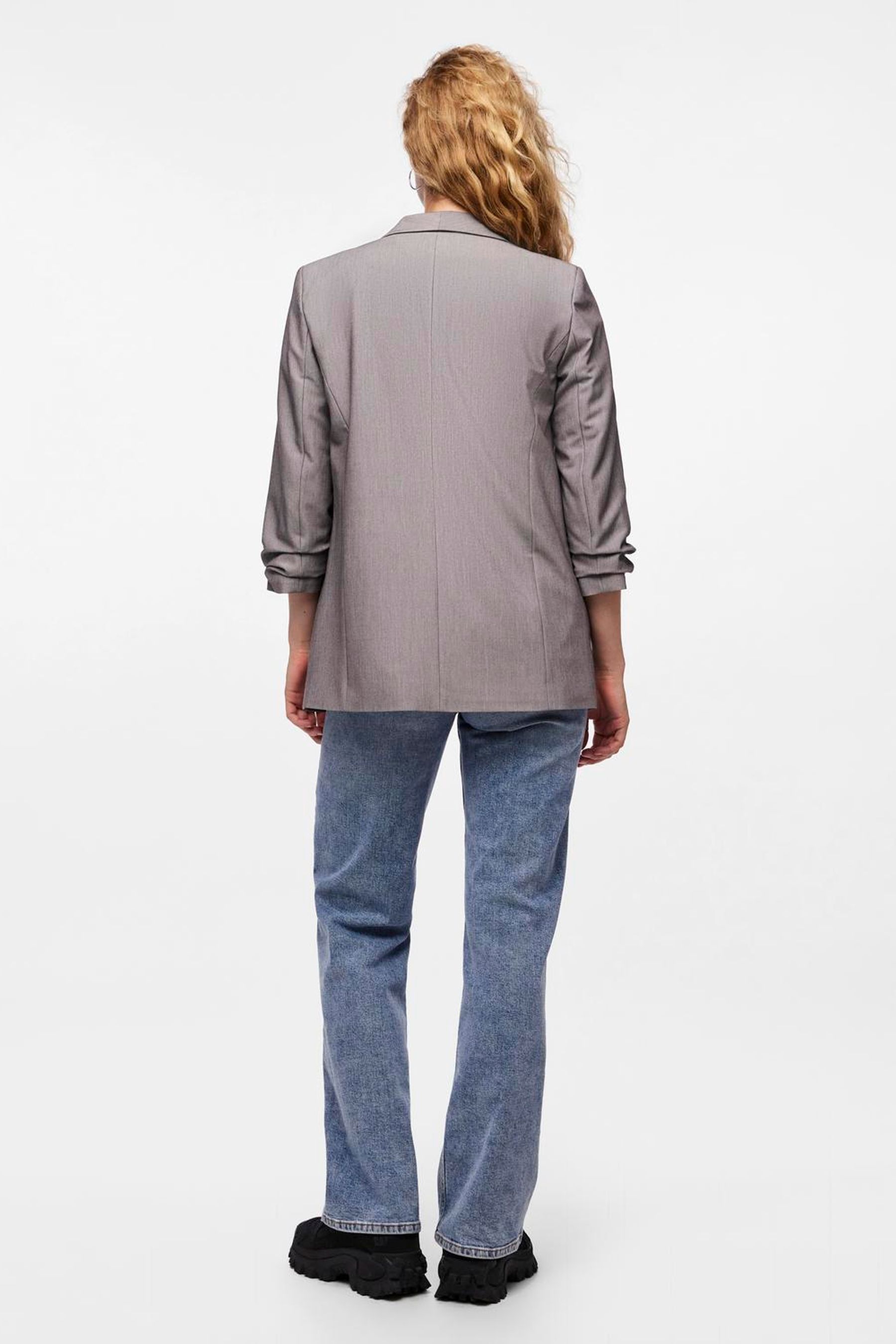 Grey ruched sleeve blazer shop