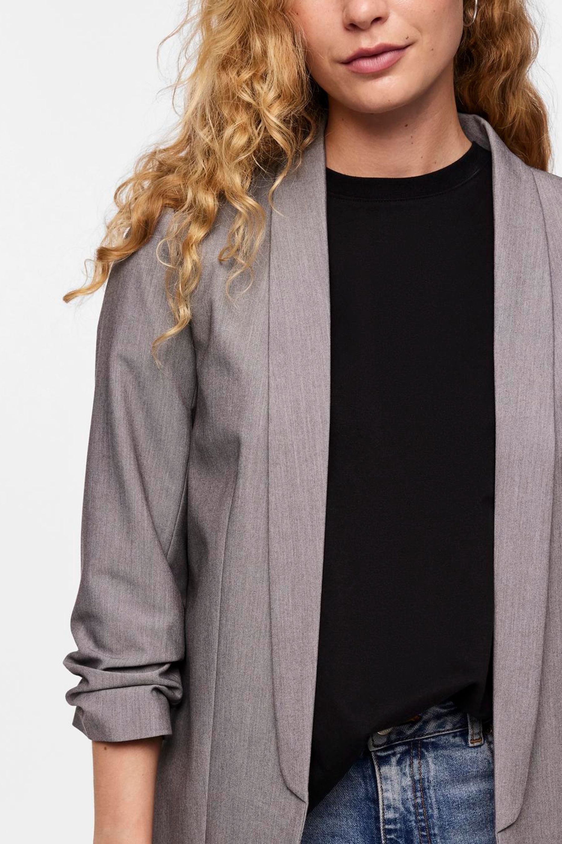 Buy PIECES Grey Ruched Sleeve Blazer from Next Luxembourg