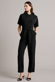 ONLY Black Short Sleeve Belted Jersey Jumpsuit - Image 1 of 5