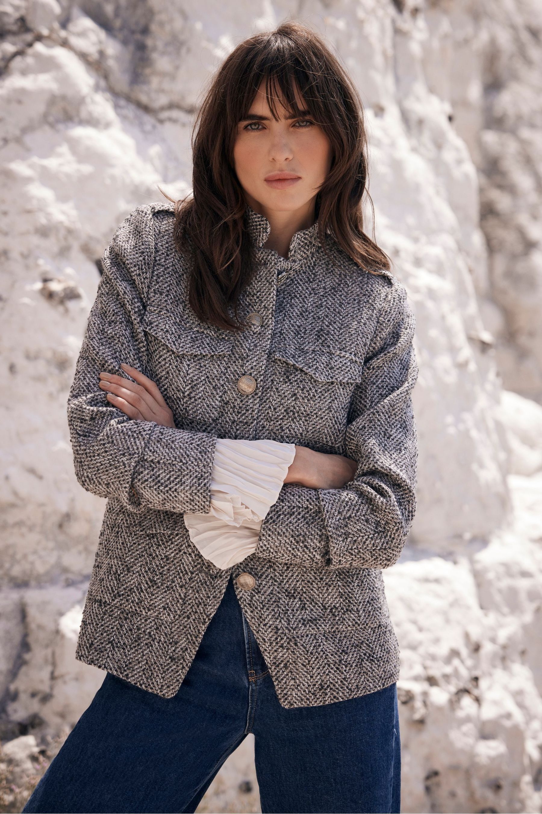 Wool military jacket top