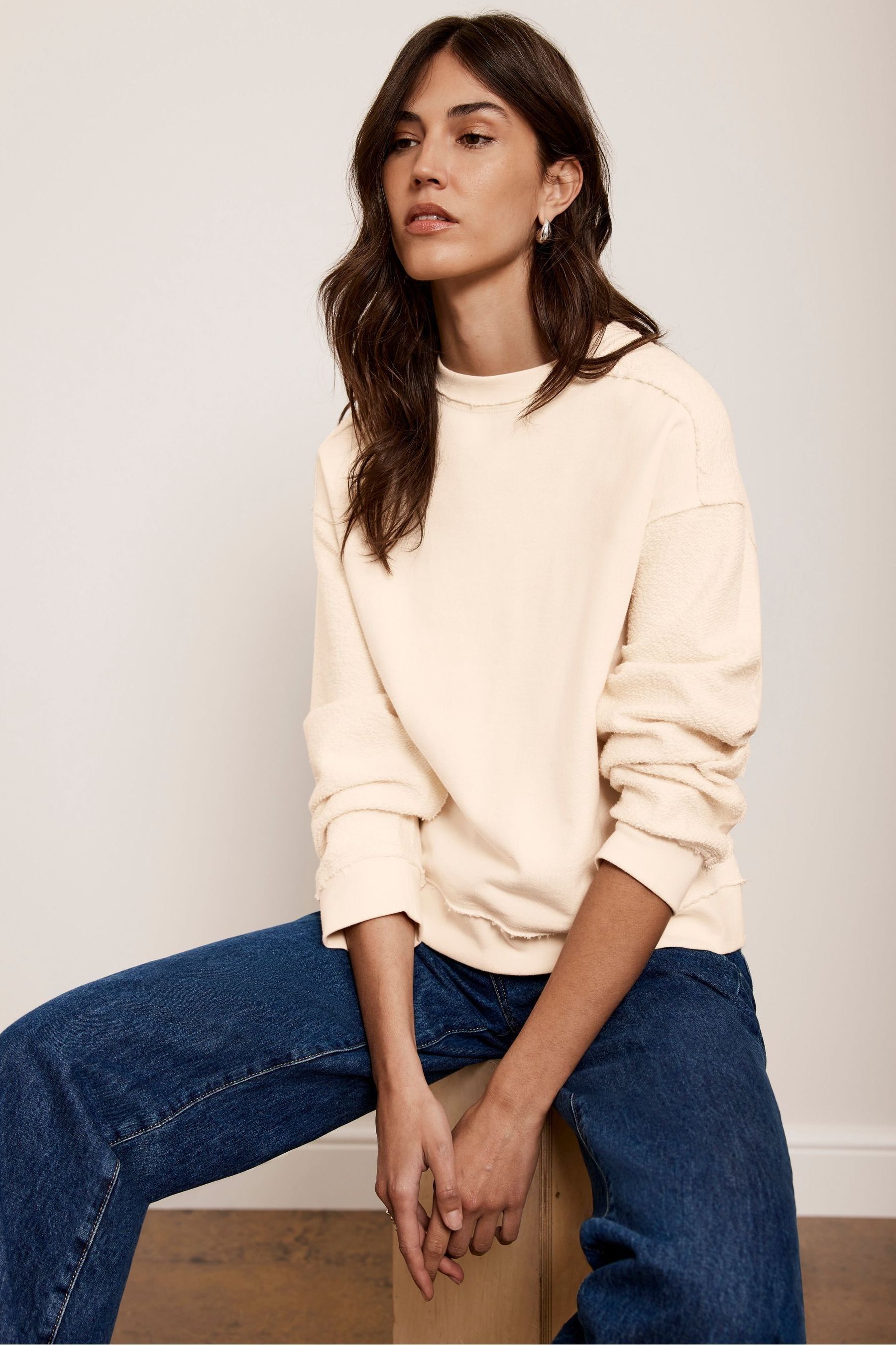 Mint velvet beige cotton sweatshirt outlet