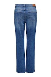 ONLY Blue Becca Extra High Waist Straight Leg Jeans With Comfort Stretch - Image 2 of 2