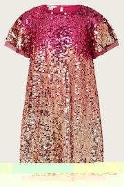 Monsoon Pink Short Sleeve Ombre Sequin Dress - Image 1 of 2