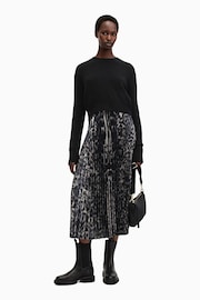 AllSaints Brown Jinx Pleated Dress - Image 1 of 9