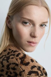 Mango Brown Leopard-Print Sweater With Contrasting Trims - Image 4 of 6