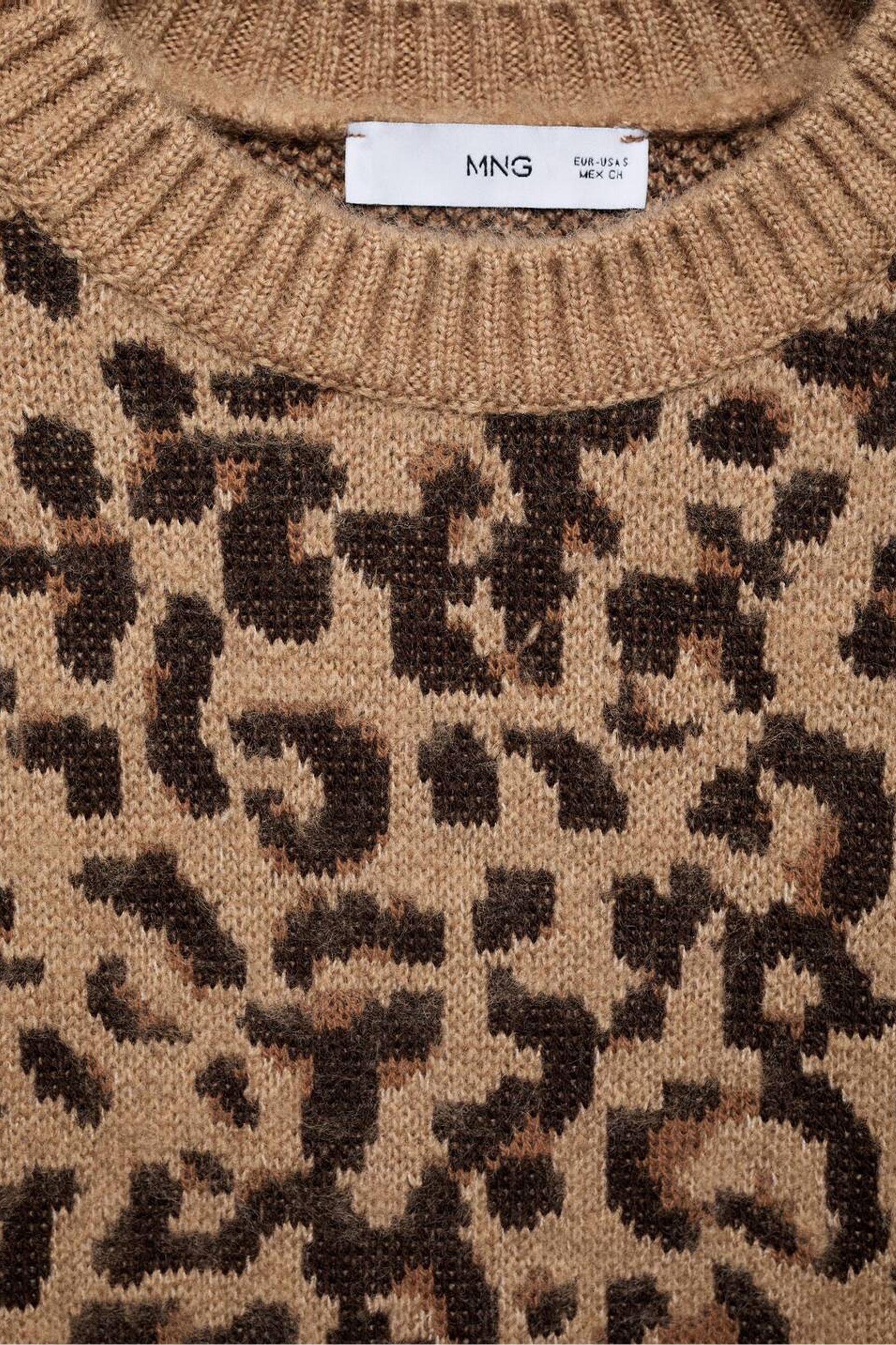 Buy Mango Brown Leopard Print Sweater With Contrasting Trims from the Next UK online shop