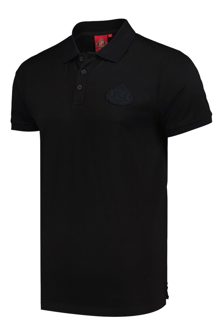 Fanatics Sunderland Mono Black 100% Cotton Polo Shirt - Image 2 of 3