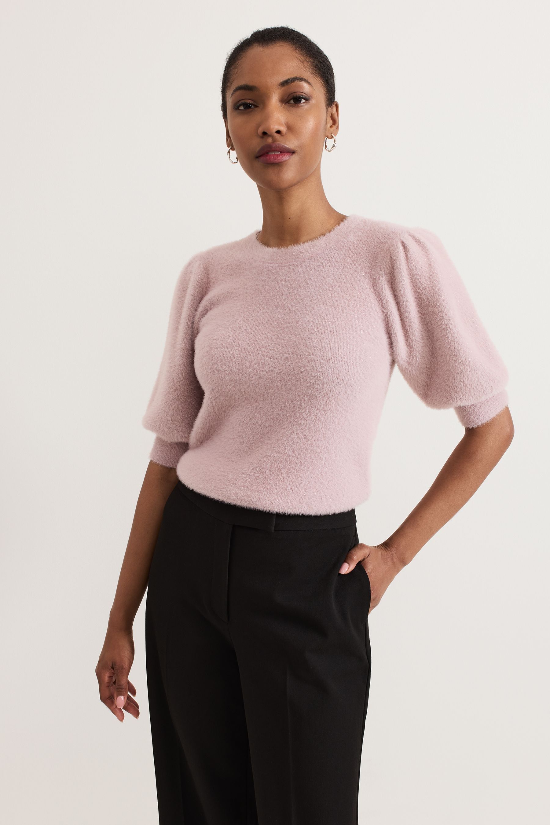 Buy Phase Eight Pink Fern Fluffy Puff Sleeve Knit Jumper from the Next UK online shop