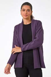 Roman Purple Edge To Edge Pointelle Knit Cardigan - Image 4 of 5