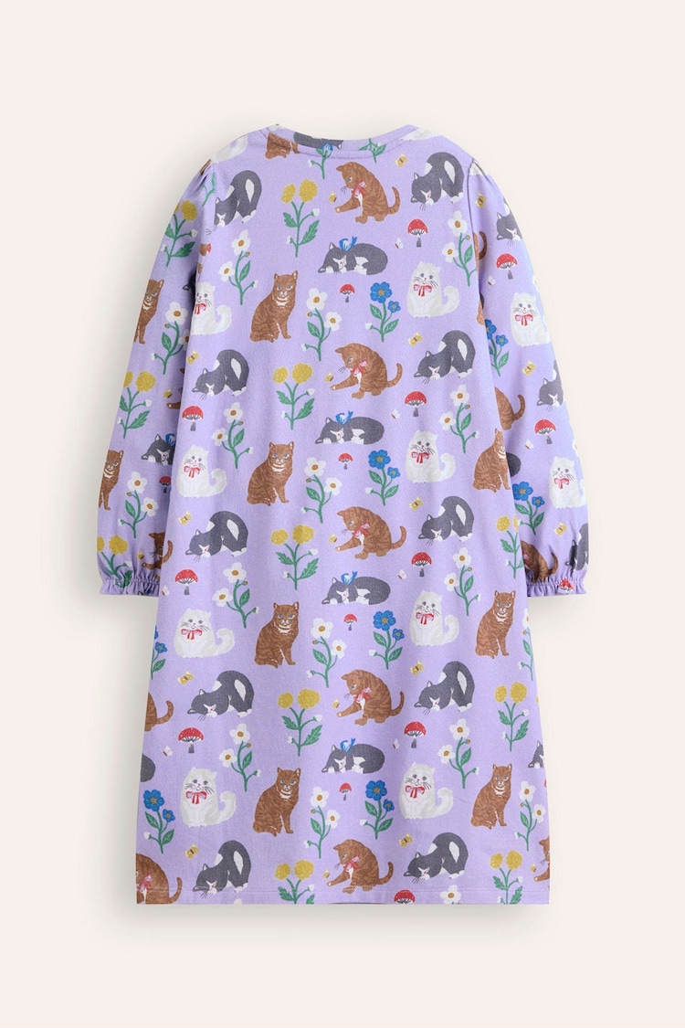 Boden Purple Cats Printed Long Sleeved Nightie - Image 2 of 3