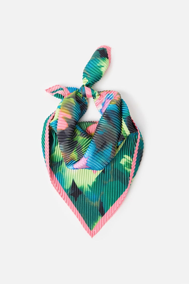 Oliver Bonas Black Winter Sun Pleated Square Neck Scarf - Image 2 of 5