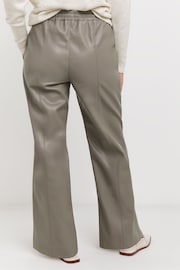 JD Williams Grey Leather Look PU Drawstring Wide Leg Trousers - Image 2 of 4