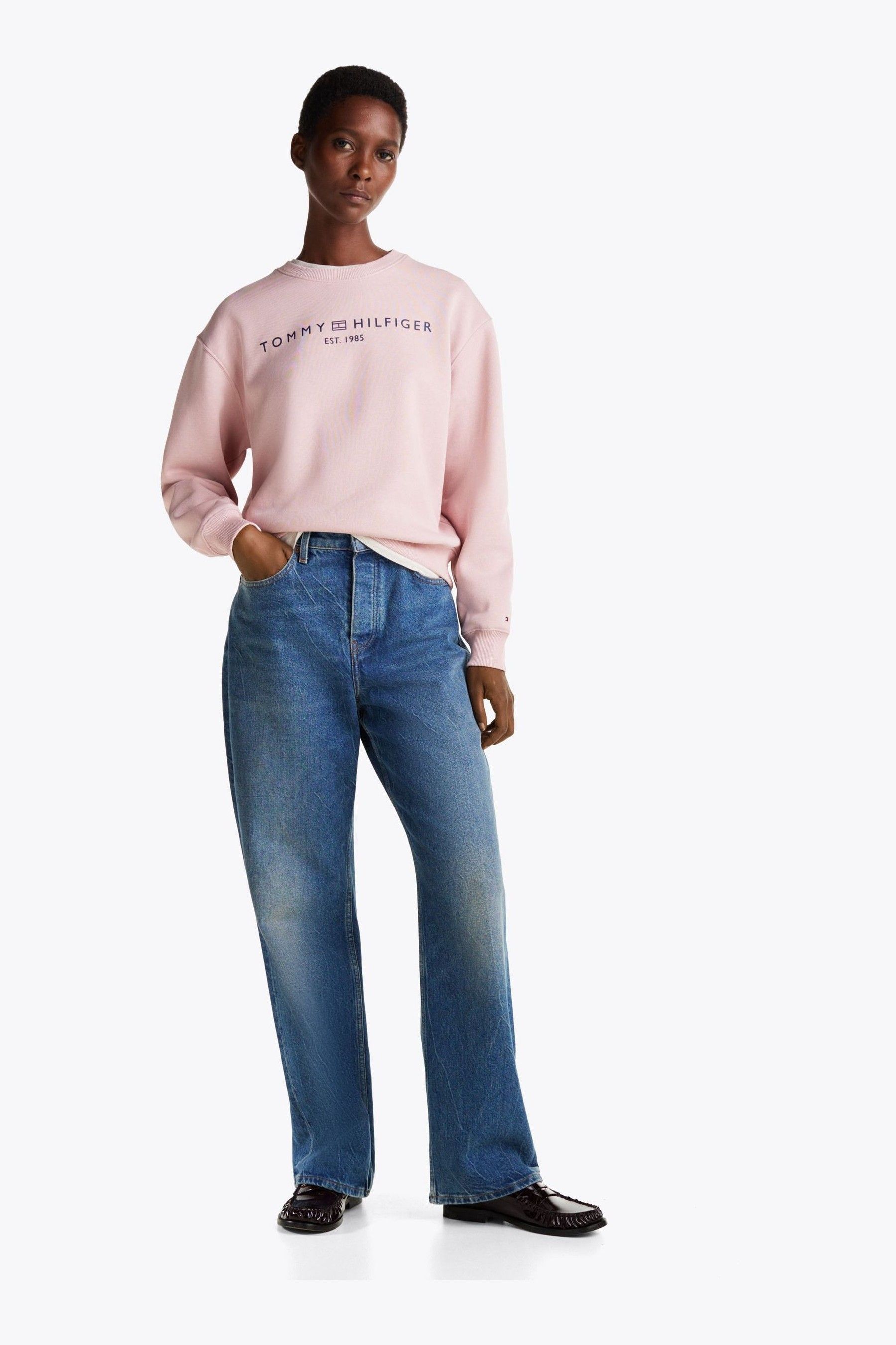 Tommy Hilfiger Pink Regular Fit Modern Crew Neck Sweatshirt