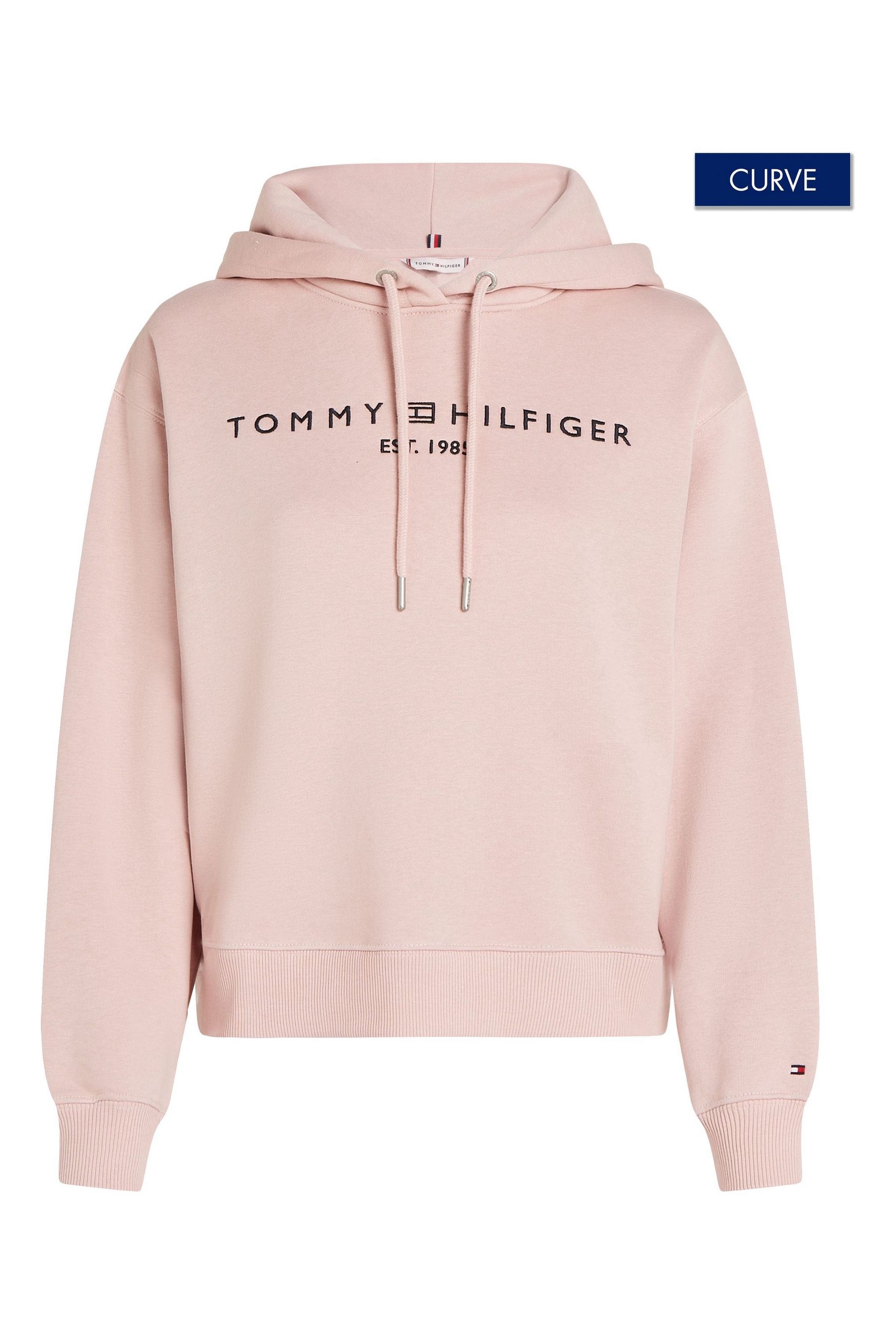 Tommy Hilfiger Pink Regular Fit Curve Modern Logo Hoodie
