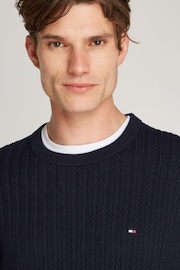 Tommy Hilfiger Blue Herringbone Crew Neck Jumper - Image 4 of 6