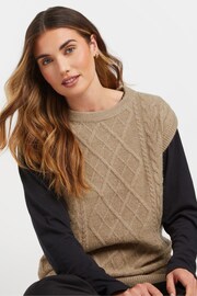 Long Tall Sally Natural Cable Knitted Vest Top - Image 4 of 5