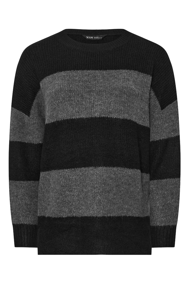 Yours Curve Grey Elephant Stripe Jumper - Image 4 of 4