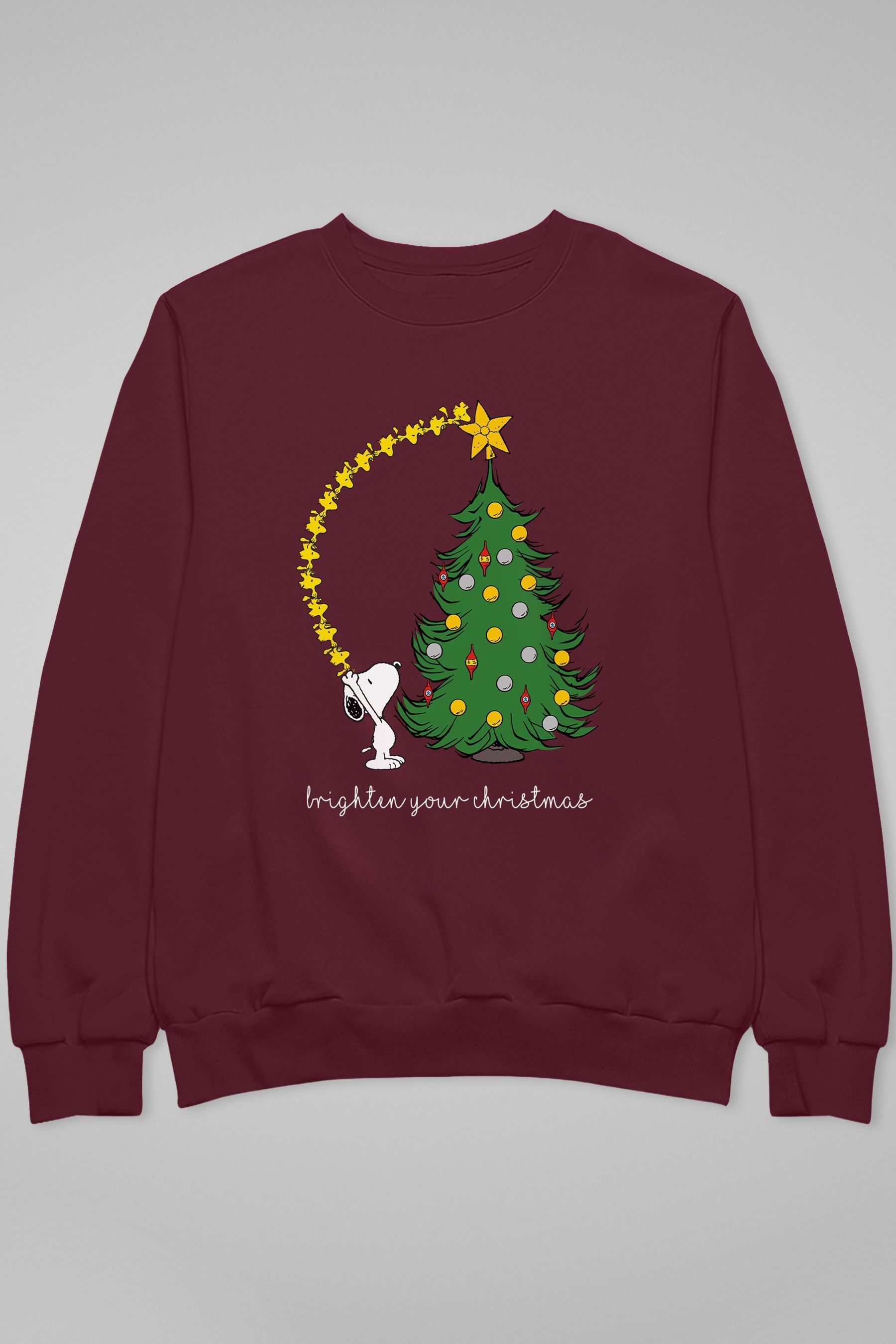 All Every Red Mens Peanuts Snoopy Woodstock Brighten Your Christmas Sweatshirt