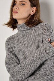 Apricot Grey Oversized Mock Neck Chunky Jumper - Image 3 of 5