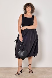 Apricot Black Puff Balloon Midi Skirt - Image 1 of 5