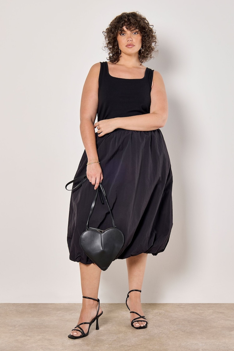 Apricot Black Puff Balloon Midi Skirt - Image 1 of 5