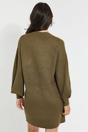 Threadbare Green V-Neck Knitted Jumper Dress - Image 2 of 4