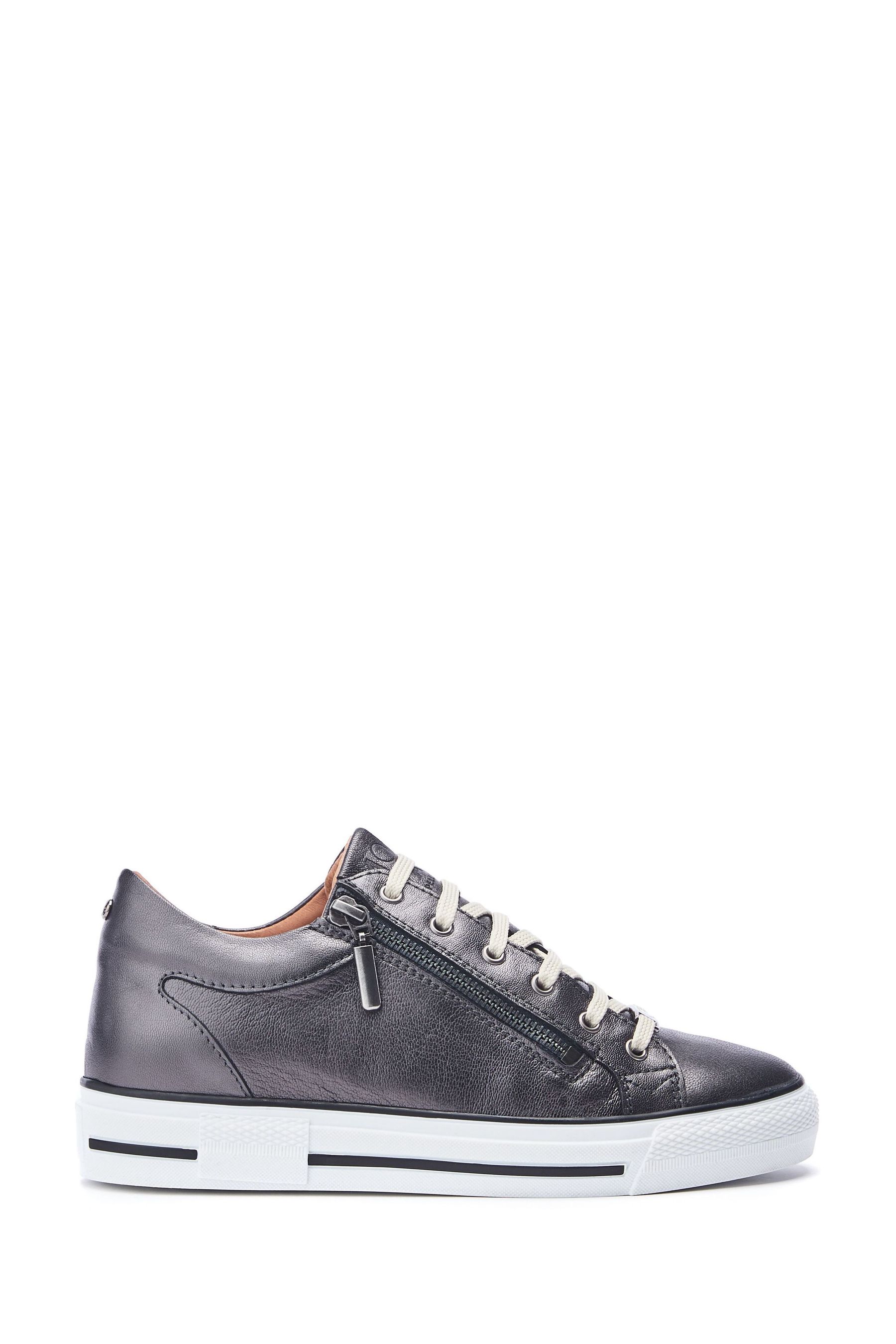 Buy Moda in Pelle White Bramleigh Hidden Wedge Leather Trainers With Side Zip Detail from Next Luxembourg