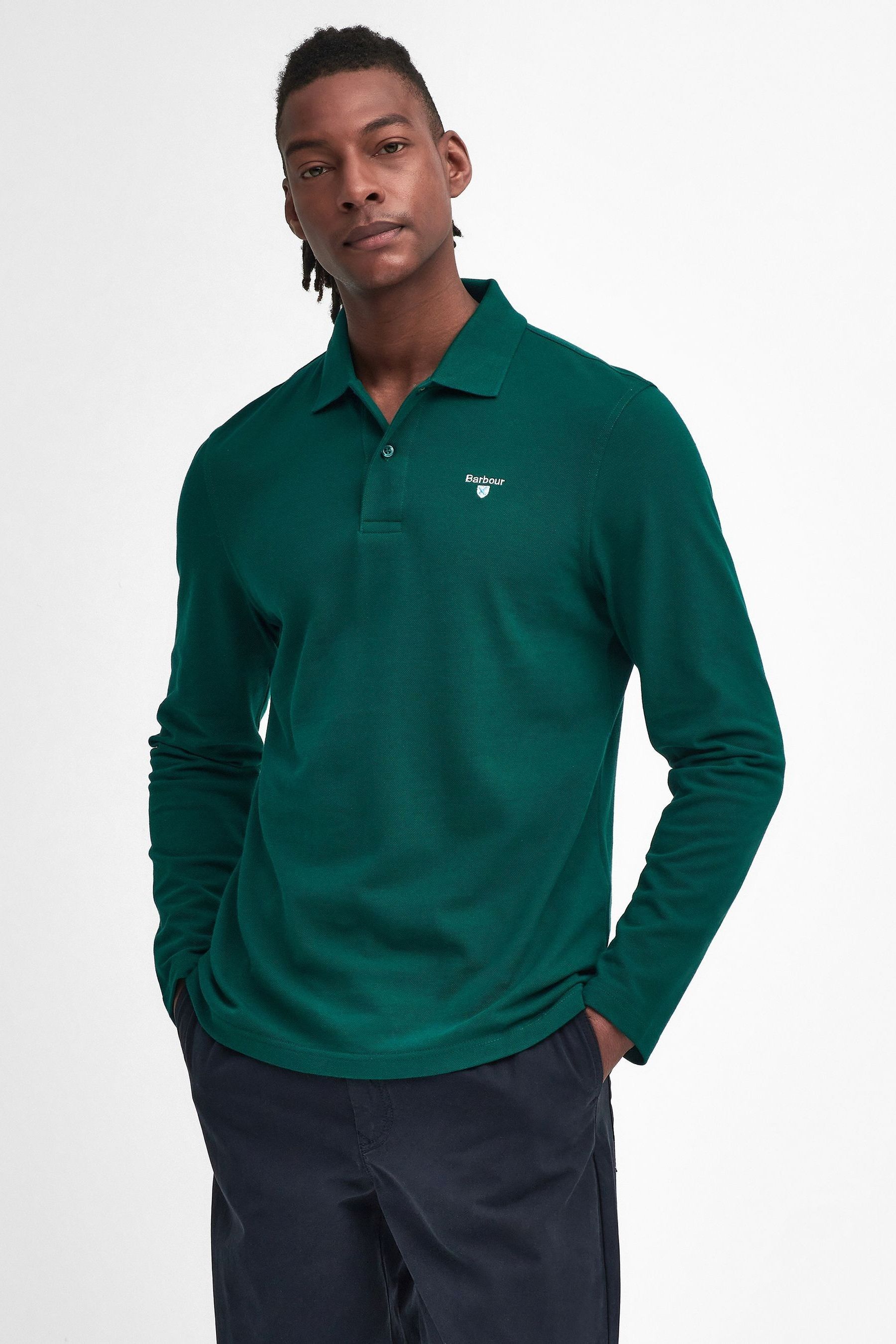 Buy Barbour Green Original Long Sleeves 100 Cotton Polo Shirt from the Next UK online shop