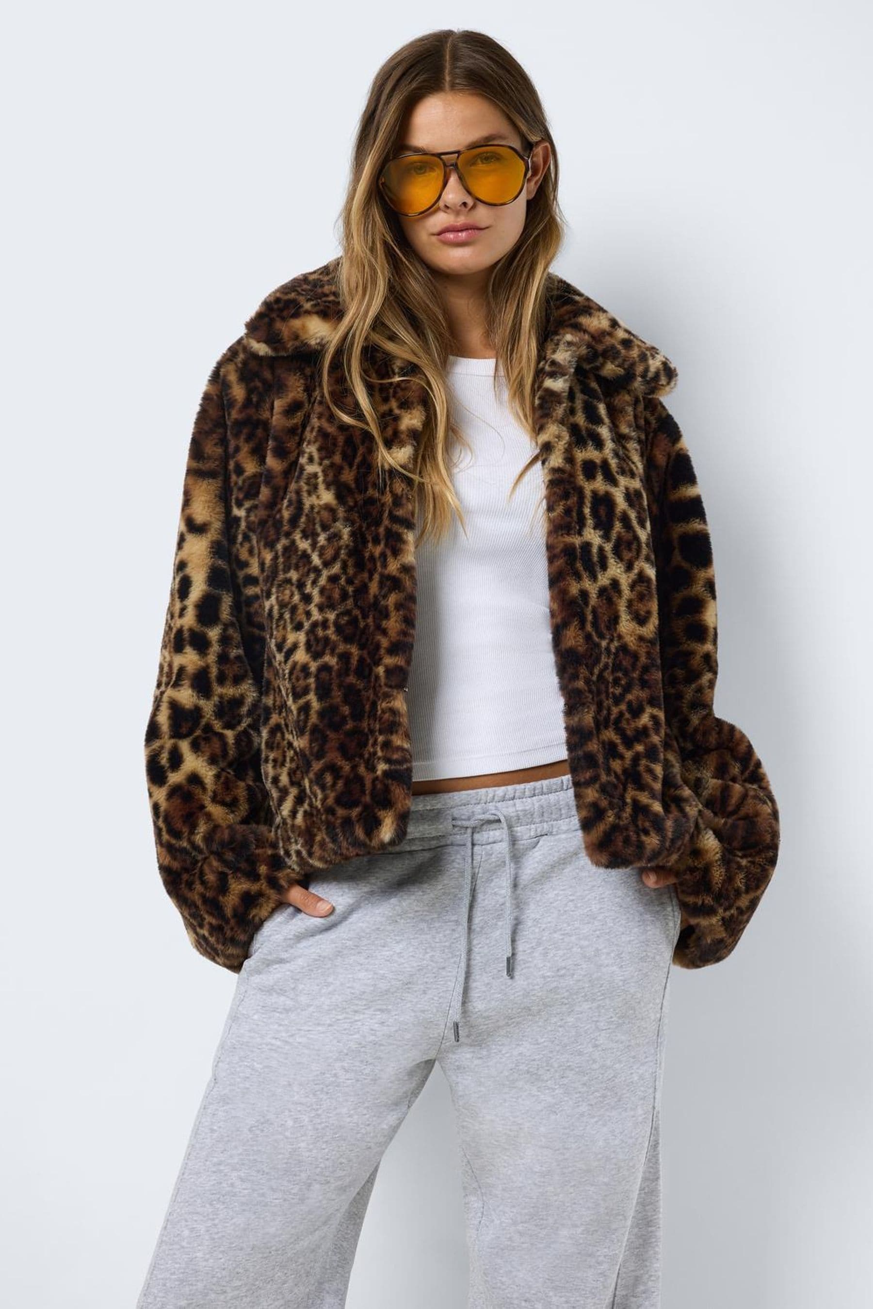 Buy NOISY MAY Leopard Print Faux Fur Jacket Next Ukraine