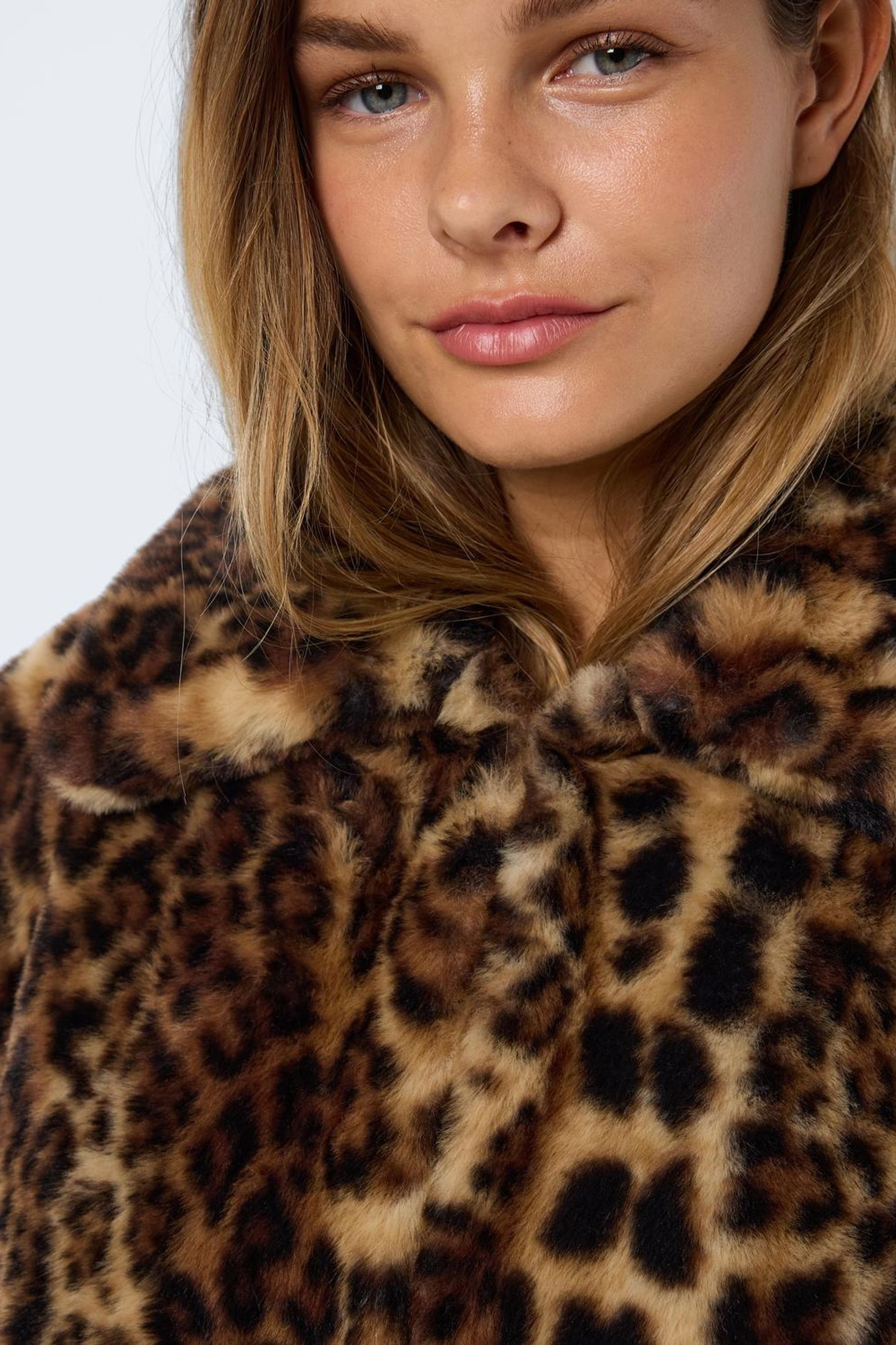 Buy NOISY MAY Brown Leopard Print Faux Fur Jacket from Next Luxembourg