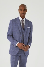 Skopes Blue Tailored Fit Irwin Windowpane Check Suit Jacket - Image 3 of 7