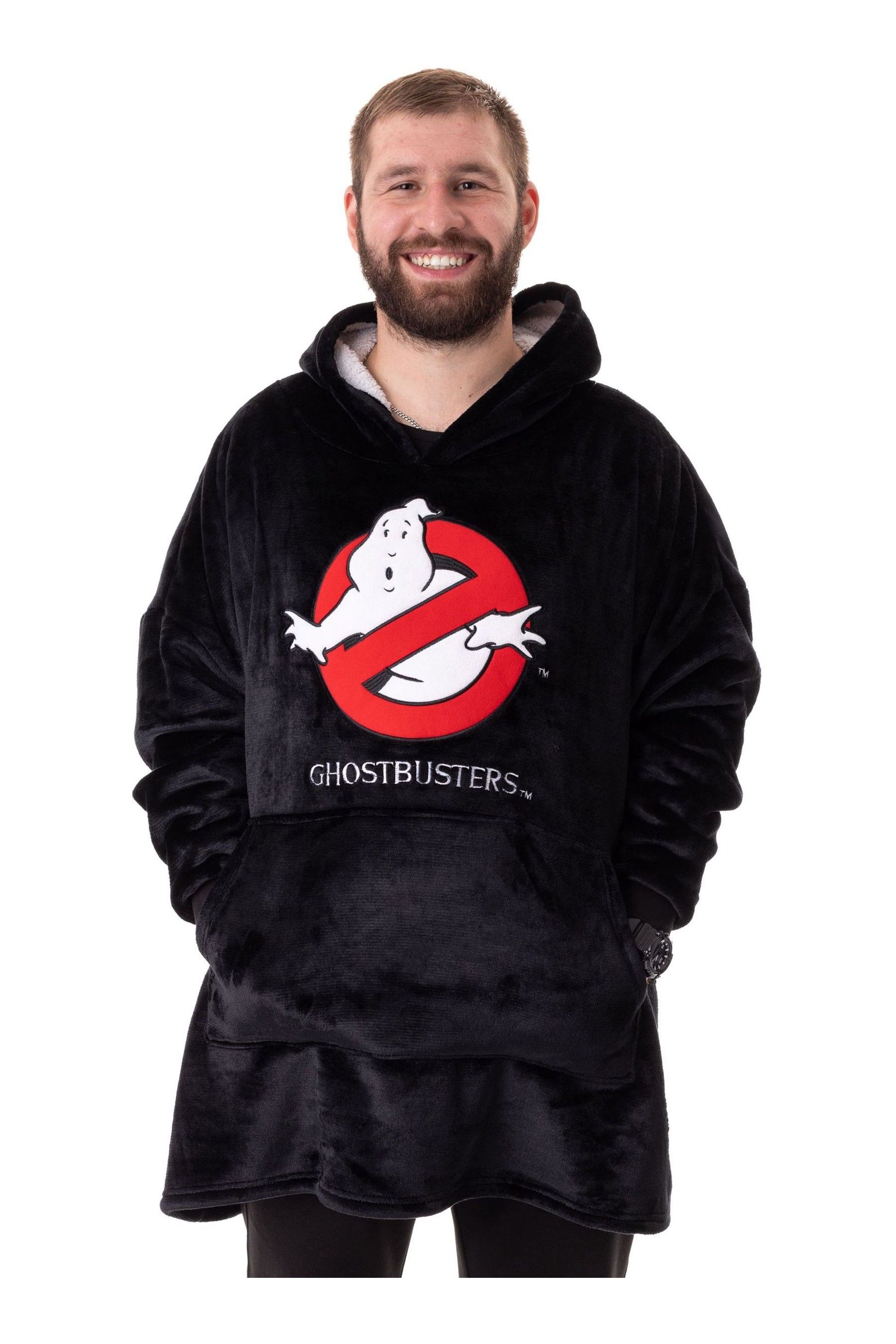 Vanilla Underground Black Mens Ghostbusters Blanket Hoodie