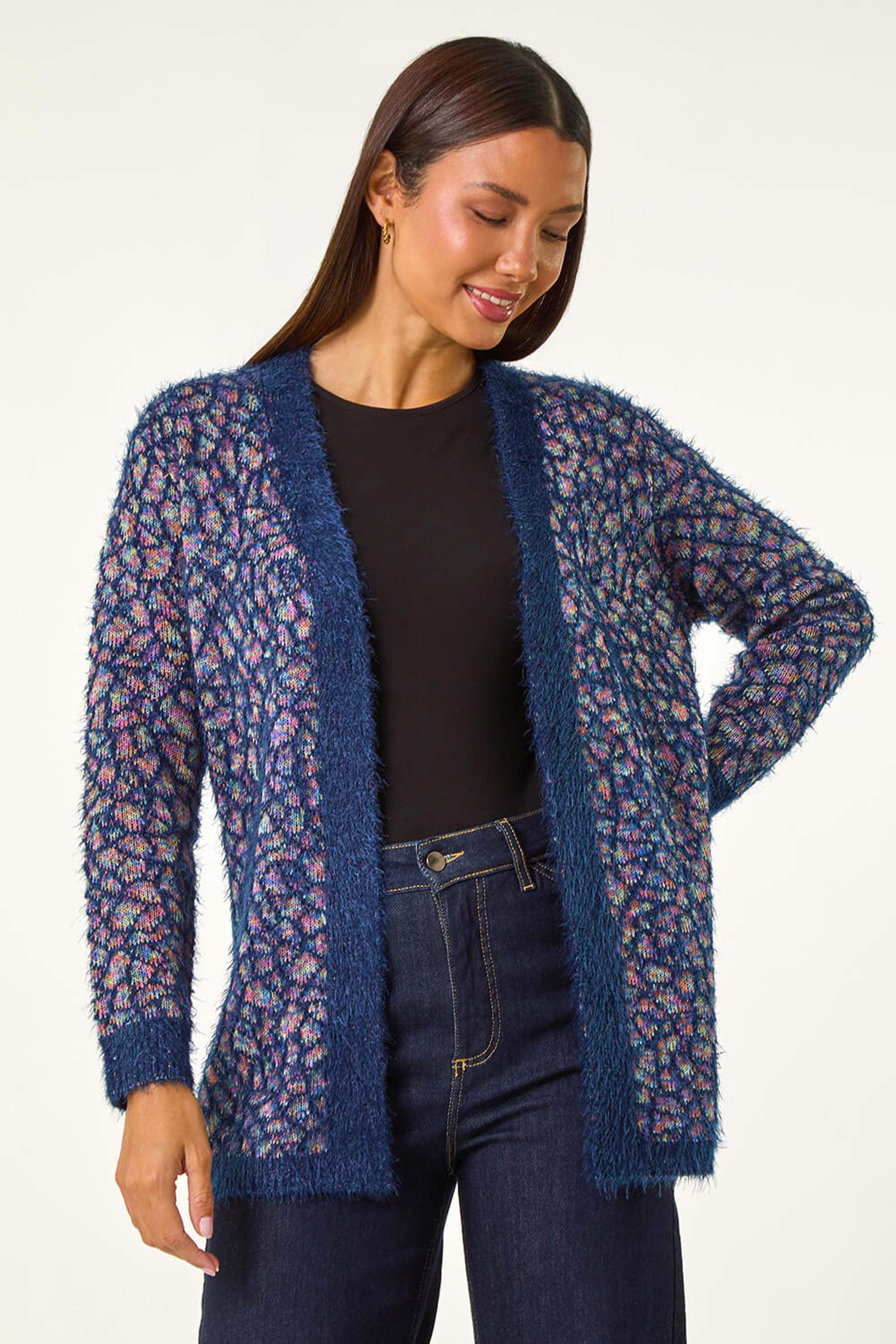 Longline shaggy cardigan sale