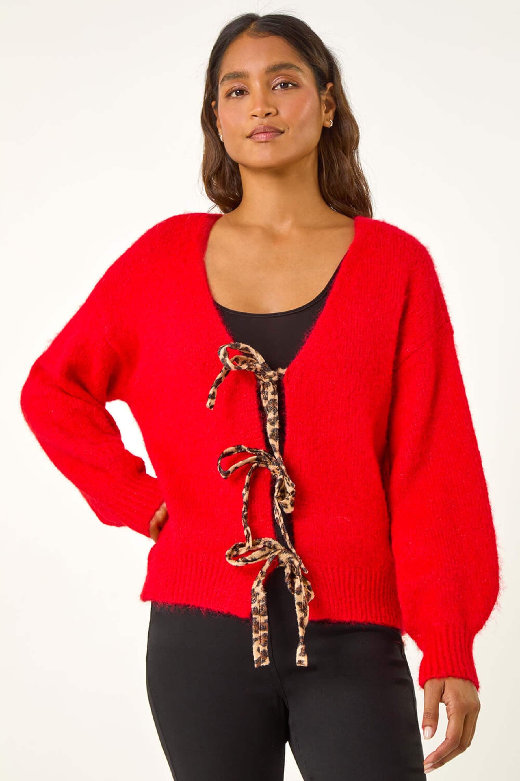 Tie neck cardigan shop