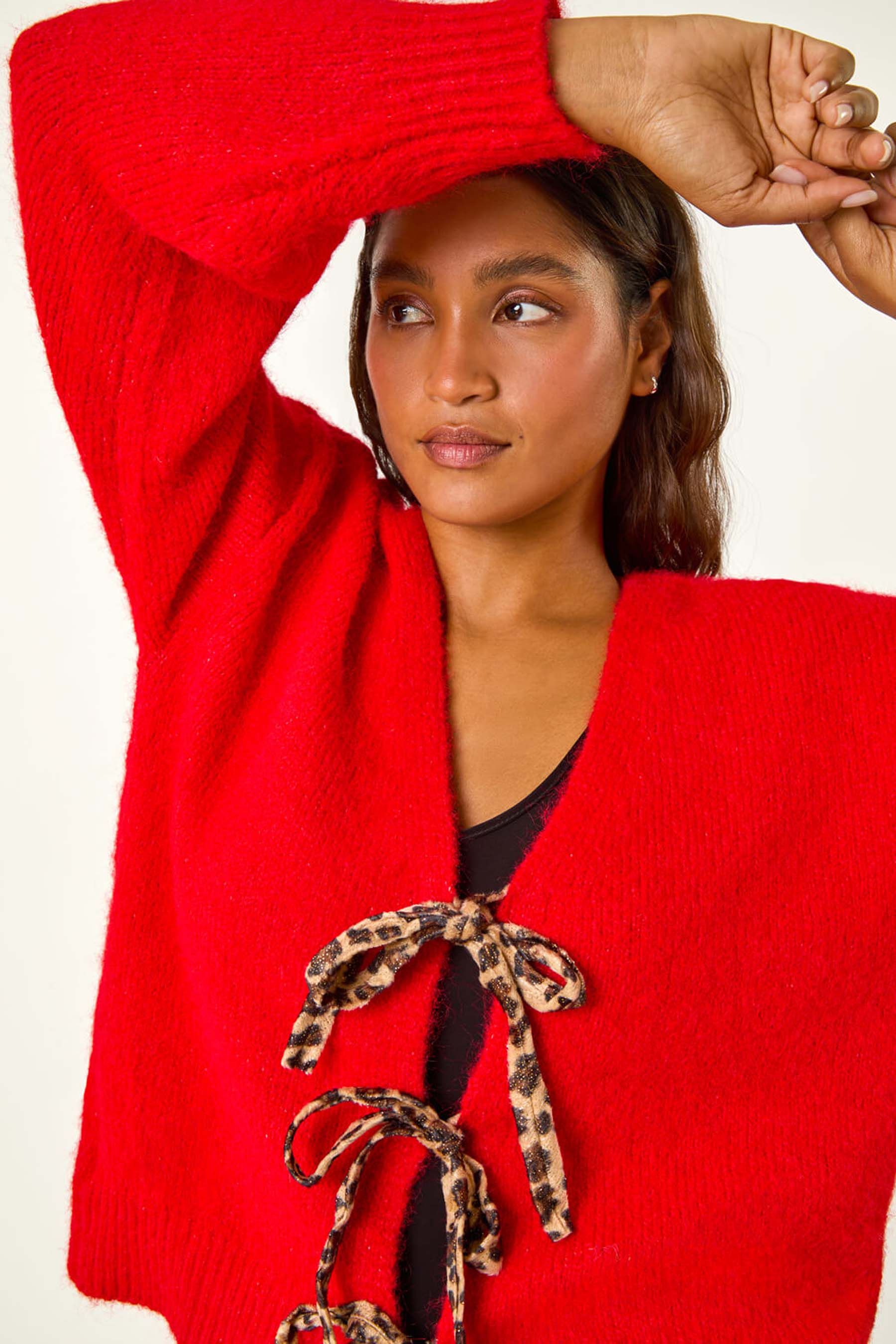 Red leopard print cardigan store