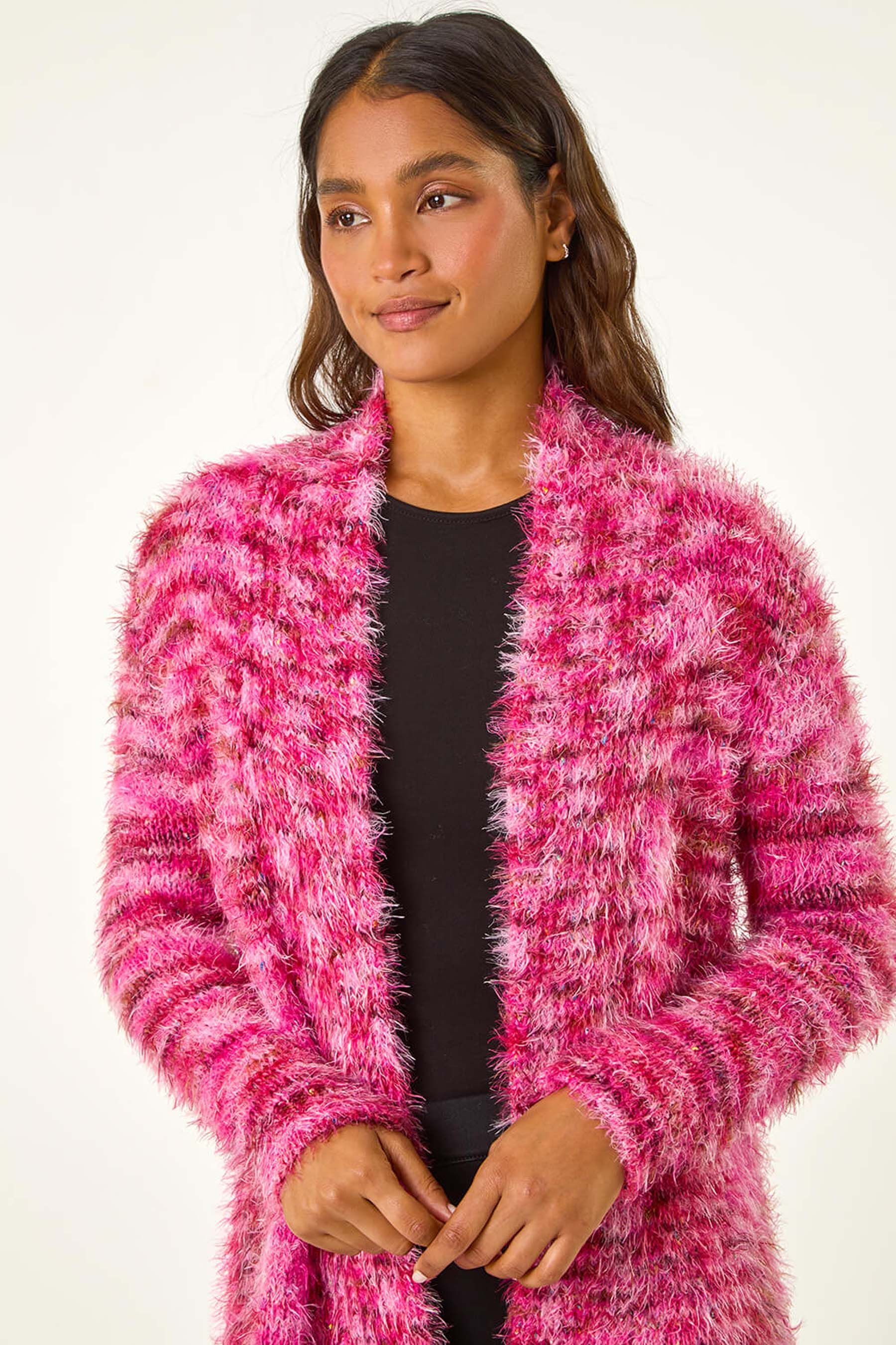 Buy Roman Pink Fluffy Longline Cosy Cardigan from the Next UK online shop