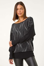 Roman Black Wave Hotfix Knit Jumper - Image 4 of 5