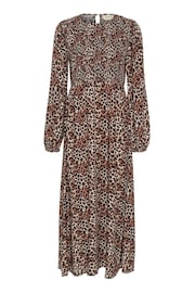 Cream Long Sleeve Leopard Print Maxi Black Dress Tencel - Image 4 of 5