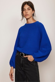 Mint Velvet Blue Cotton Ribbed Jumper - Image 2 of 8