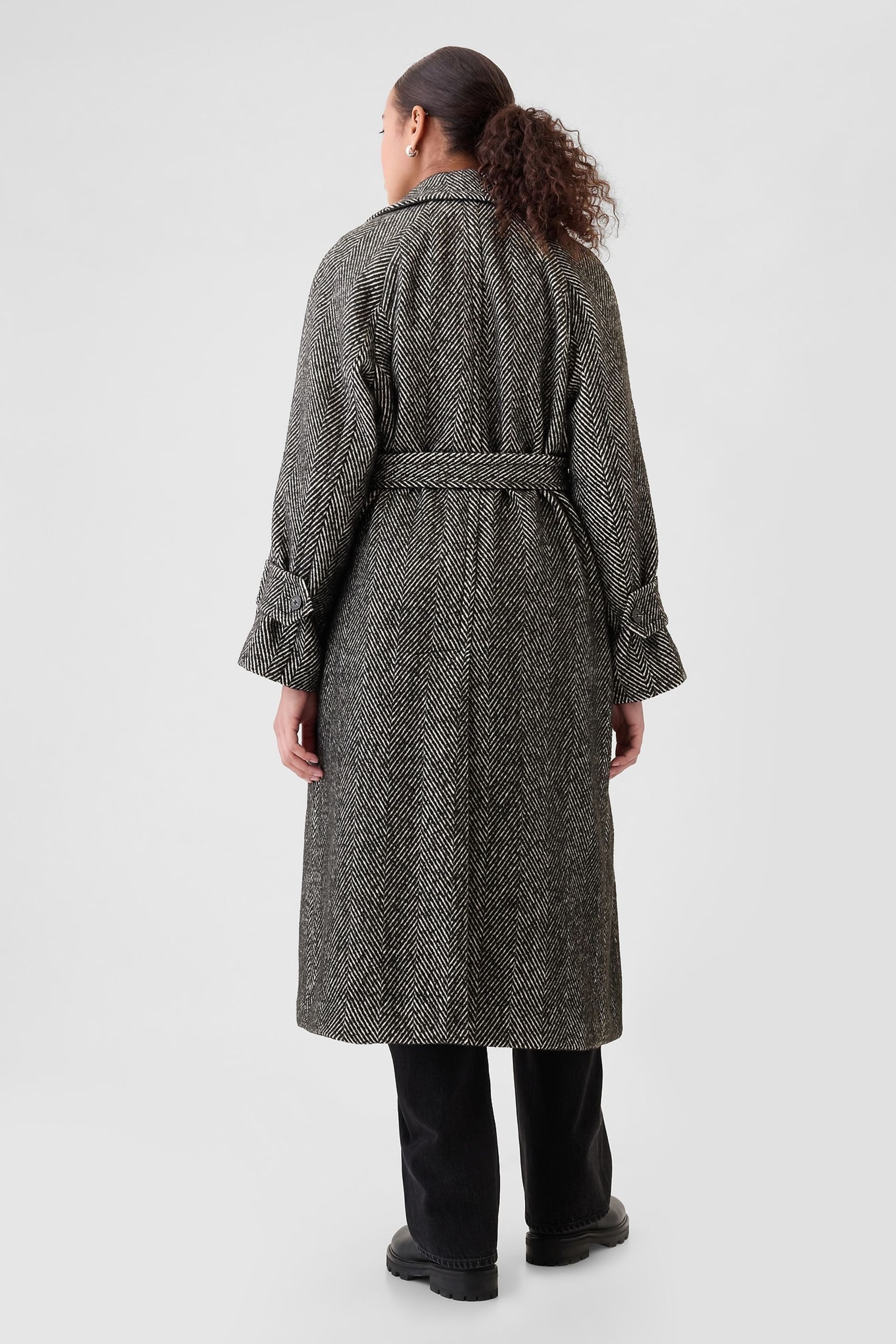 Buy Gap Black Double Breasted Herringbone Belted Trench Coat from the Next UK online shop