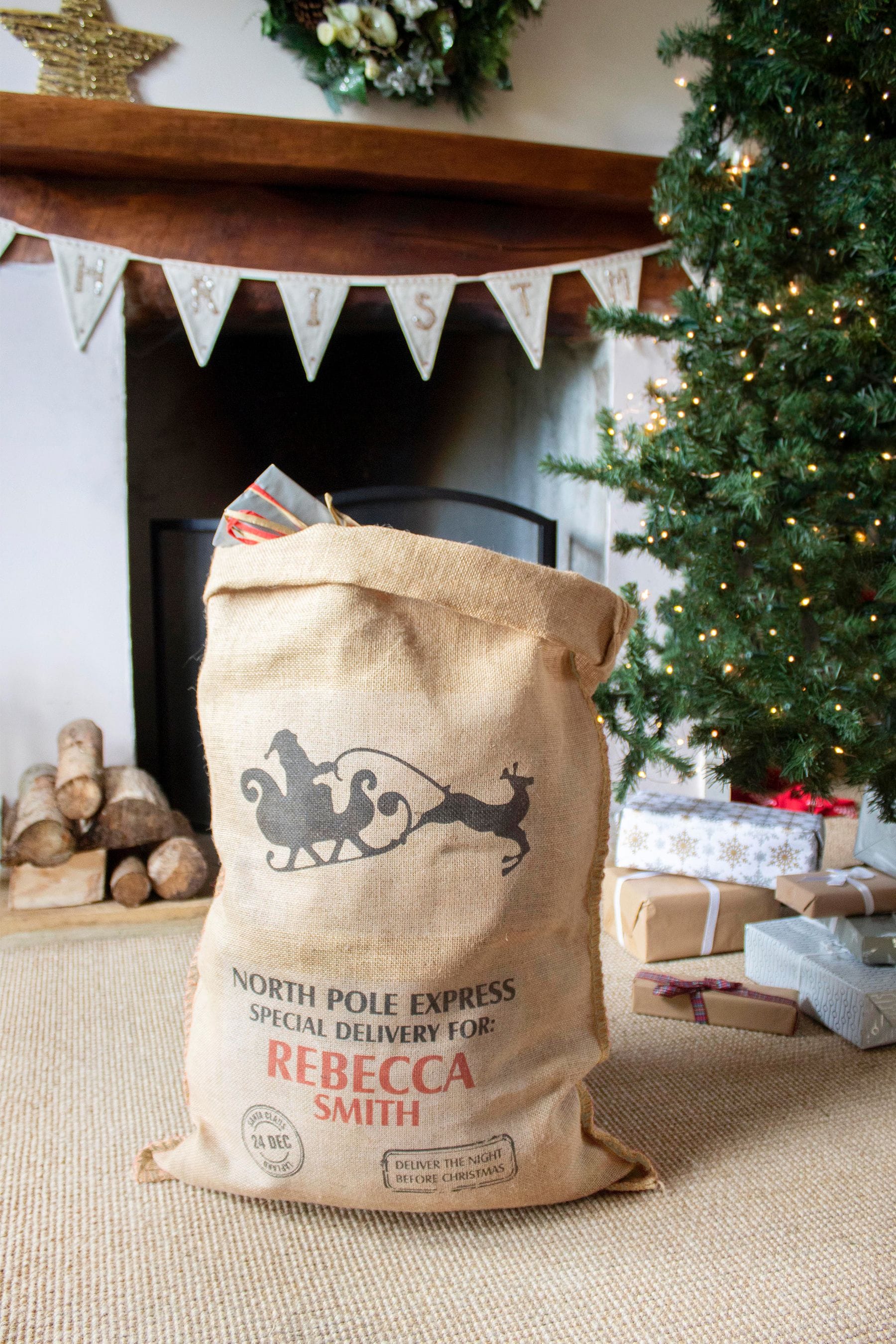 Large hessian christmas sacks best sale