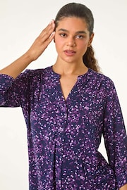 Roman Purple Stretch Speckled Print Blouse - Image 4 of 5