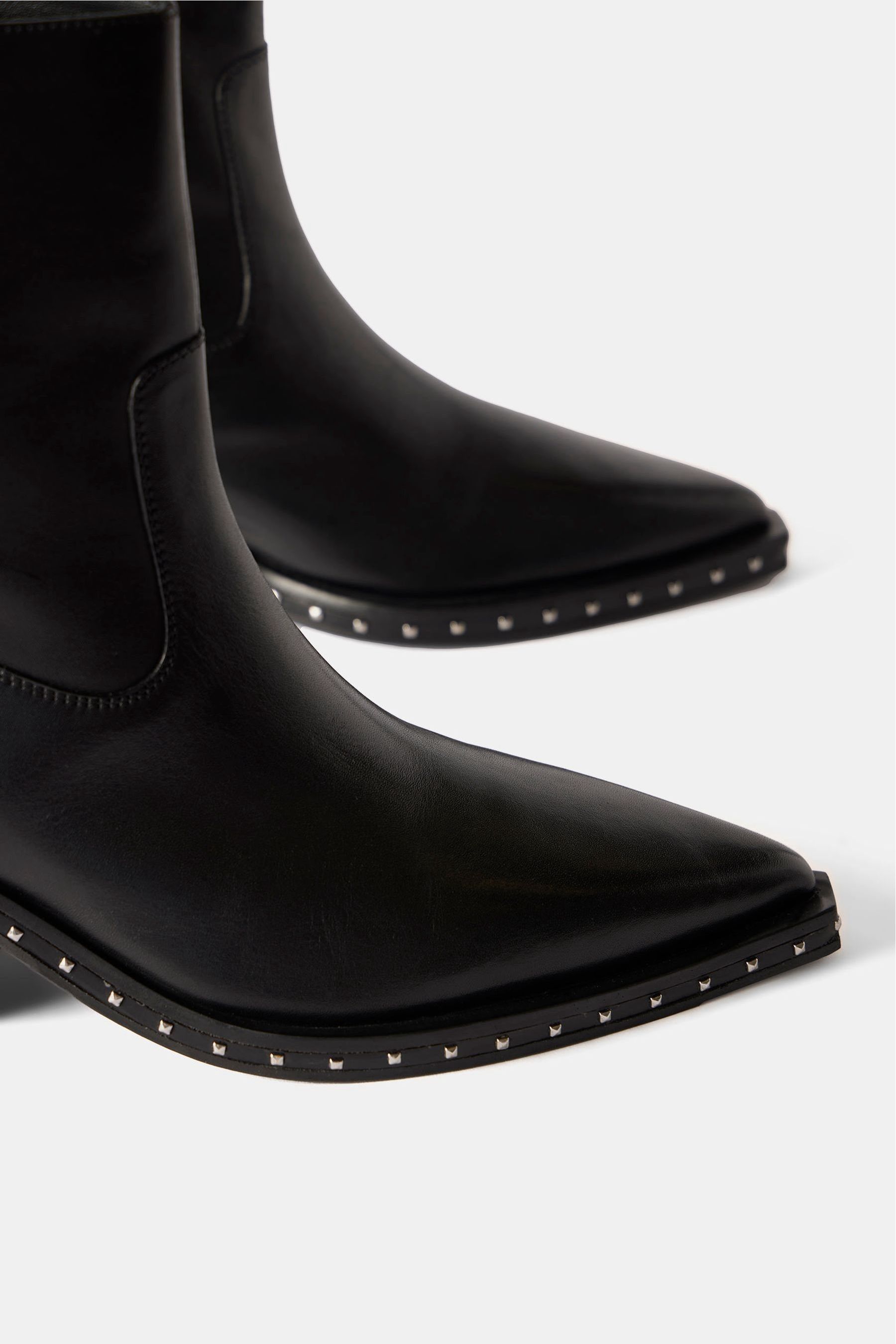 Studded black leather booties shop